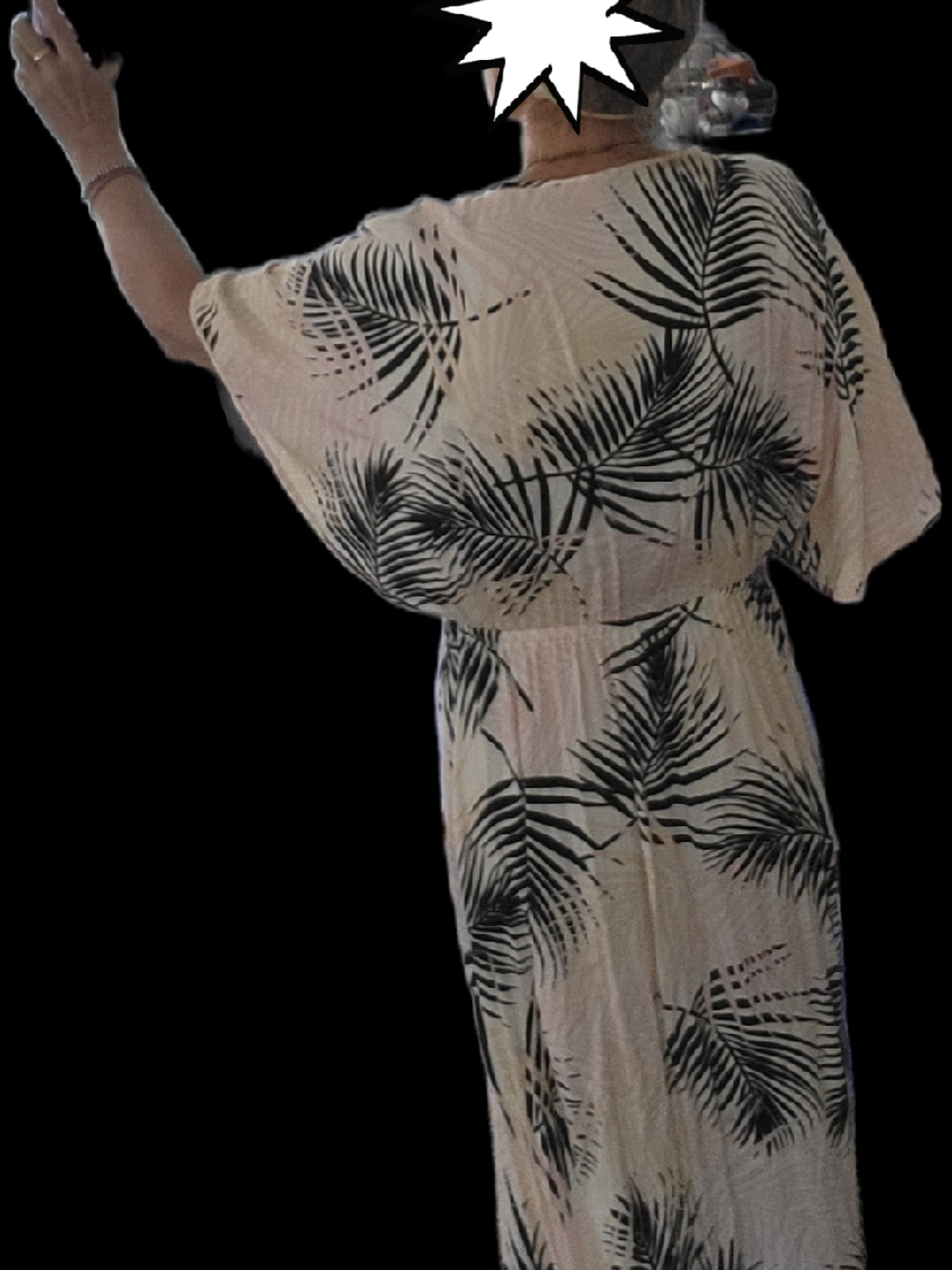 MINKPINK Lg Blush Maxi Dress with Black Palm Print - Picture 8 of 8